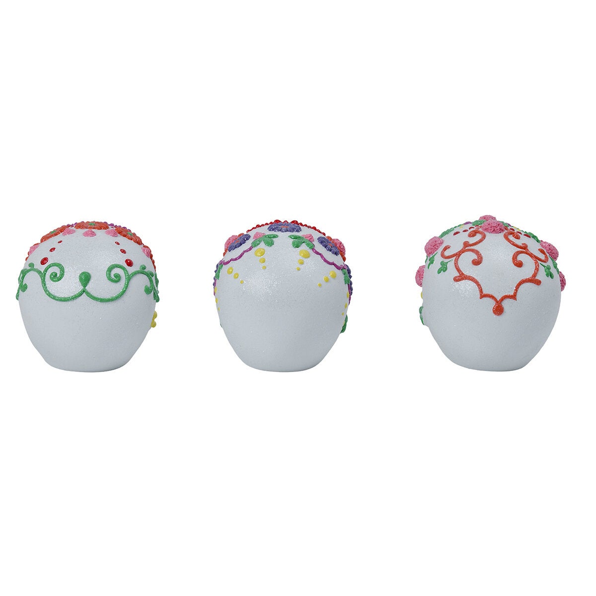 Figuras de Calaveritas de Azúcar con Luces LED, Juego de 3 Pzas. Figuras de Calaveritas de Azúcar con Luces LED, Juego de 3 Pzas.