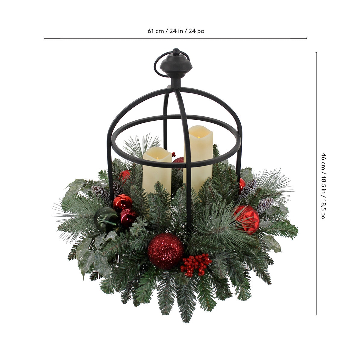 24" Centro de Mesa Navideño con Luces LED, Rojo