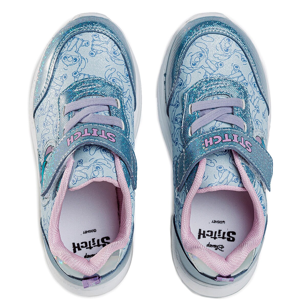Disney Stitch, Tenis Color Azul con Luces, para Niña, Varias Tallas