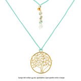 Ablime, Juego de Collar, Aretes y Anillo con Diseño de Árbol de la Vida en Baño de Oro