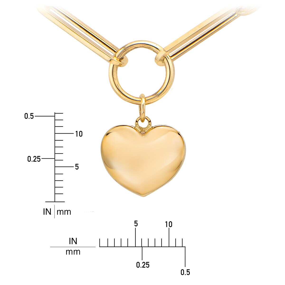 Collar, Corazón, Oro Amarillo de 14K Collar, Corazón, Oro Amarillo de 14K