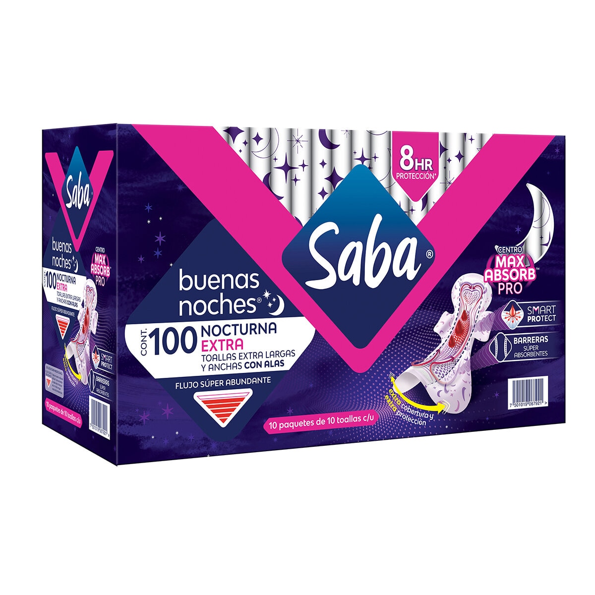 Saba Buenas Noches Extra Toallas Femeninas 100 Pzas