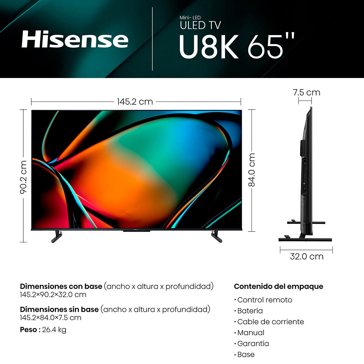 Hisense Pantalla 65" Mini-LED 4K Smart TV