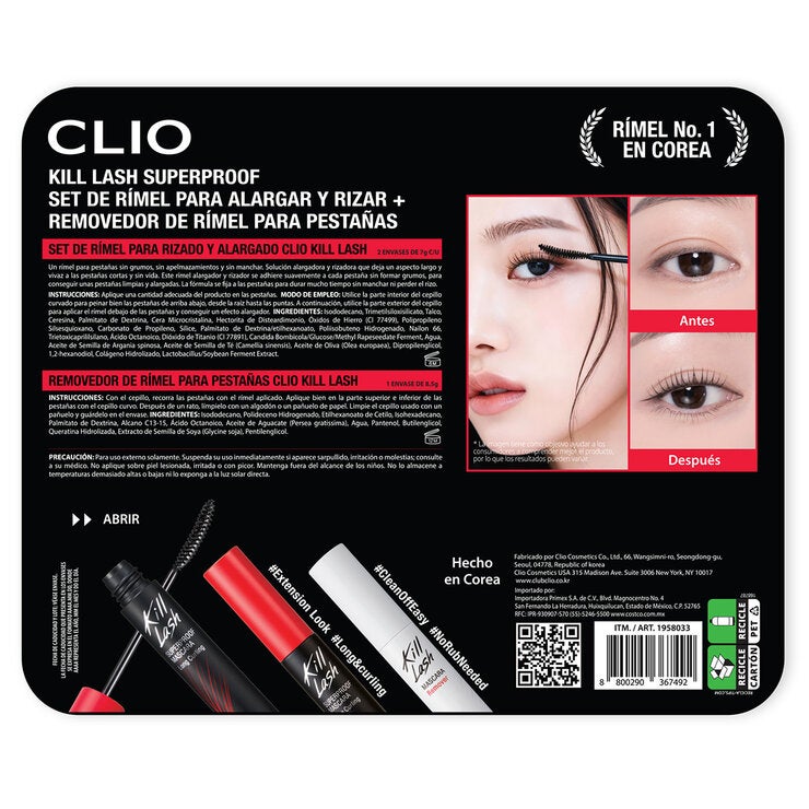 Clio Rímel para Pestañas 2 pzas + Removedor de Rímel Clio Rímel para Pestañas 2 pzas + Removedor de Rímel