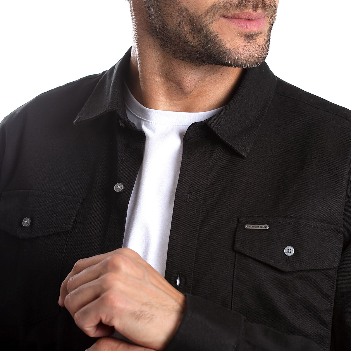 Kenneth Cole New York Sobre camisa para Caballero Negro Mediana