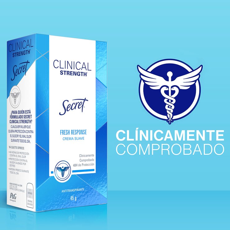 Secret Antitranspirante en crema Clinical Strength 4 piezas de 45 g