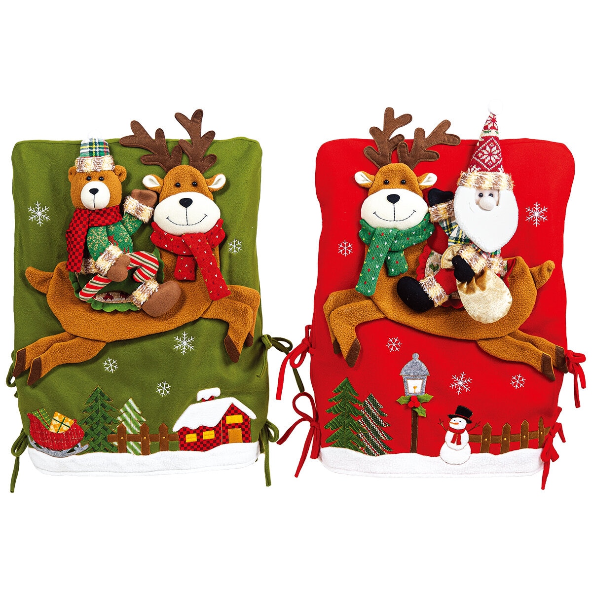 Cubiertas para Silla con Detalle Navideño, Santa y Oso