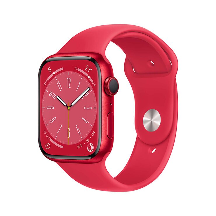 Apple Watch Series 8 (GPS) Caja de aluminio roja 45 mm con correa deportiva roja 