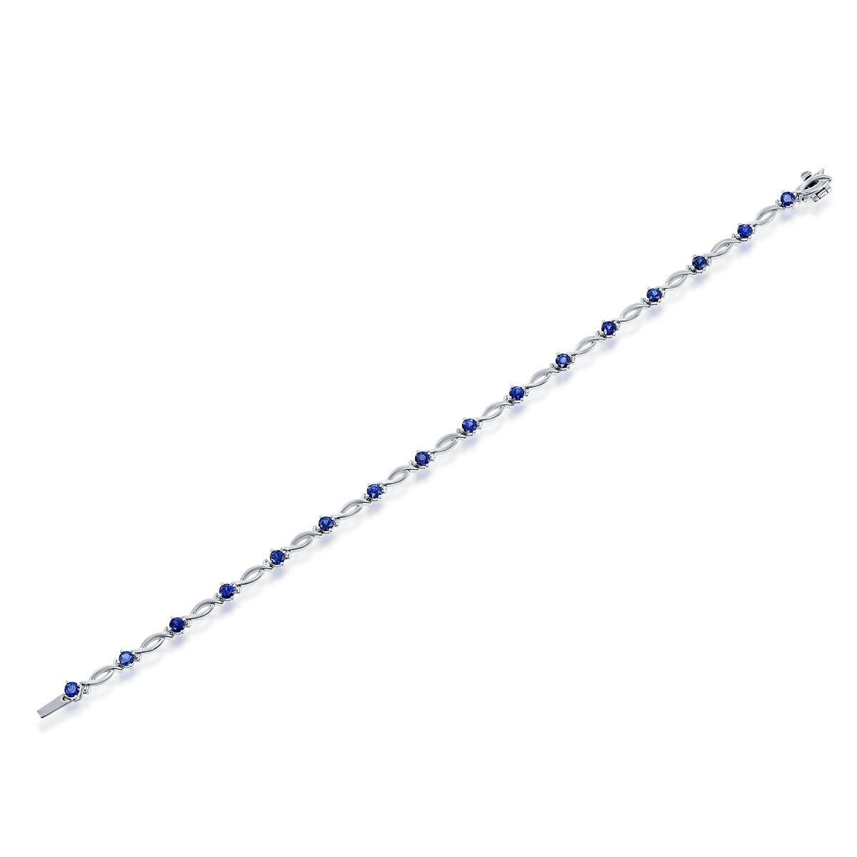 Pulsera de Zafiro Azul, Oro Blanco de 14K