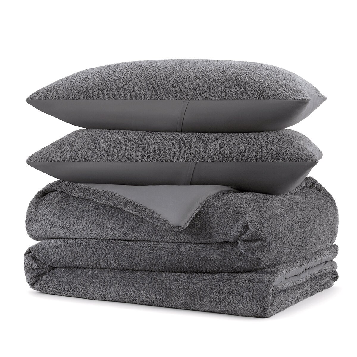 Cococozy, Juego de Edredon, Modelo Boucle, Tamaño King, Color Gris Cococozy, Juego de Edredon, Modelo Boucle, Tamaño King, Color Gris