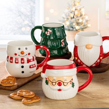 Signature Housewares Incorporated Juego de 4 Tazas Navideñas