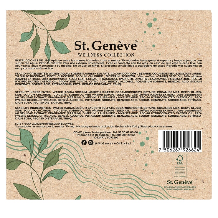St. Geneve Wellness Collection Jabón Líquido para Manos, 3 pzas