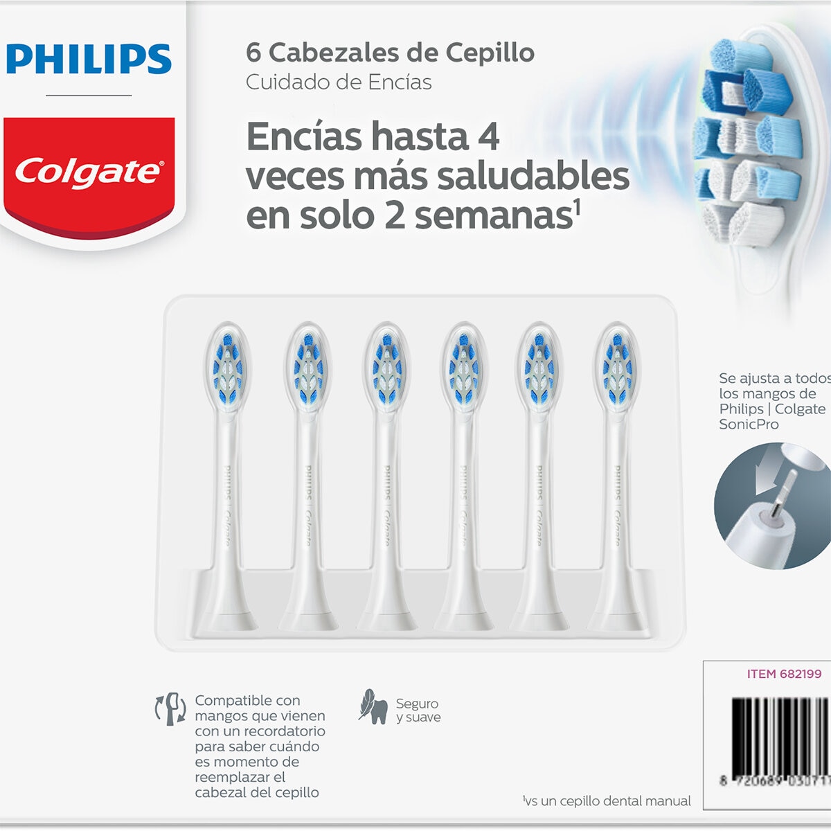 Philips Colgate, Sonic Pro Refills Edición Cuidado de Encías y Limpieza Profunda, 6 piezas