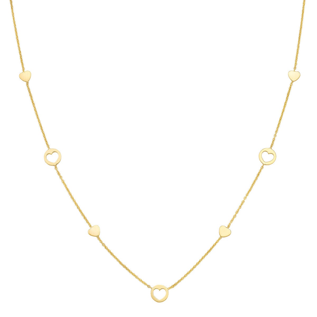 Collar de Corazones, 45.72cm, Oro Amarillo 14K Collar de Corazones, 45.72cm, Oro Amarillo 14K