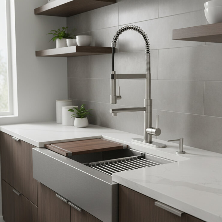 Moorefield, Monomando de Cocina Color Cromo Pulido, Vivant