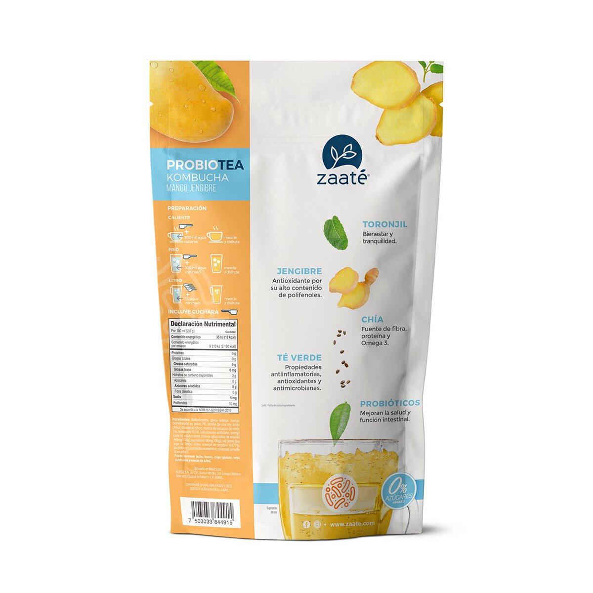Zaaté Probiotea Kombucha Mango Jengibre 700 g