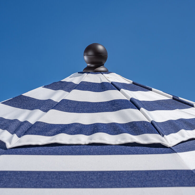 SunVilla, Sombrilla Cabana Redonda de Rayas con Poste Recto de 3.3m, Color Azul