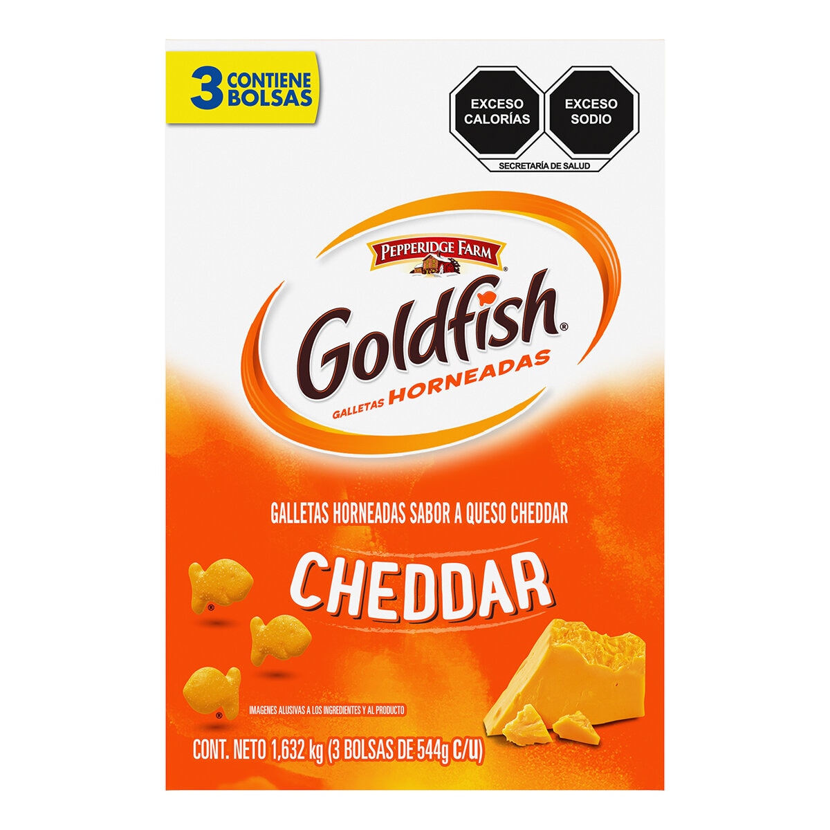 Pepperidge Farm Goldfish Galletas Horneadas Sabor a Queso Cheddar 3 pzas de 544 g