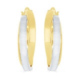 Aretes, Arracadas Doble Fila, Oro Dos Tonos 14K