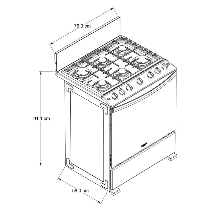 Estufa Whirlpool de 30" con respaldo, 6 quemadores | Costco México