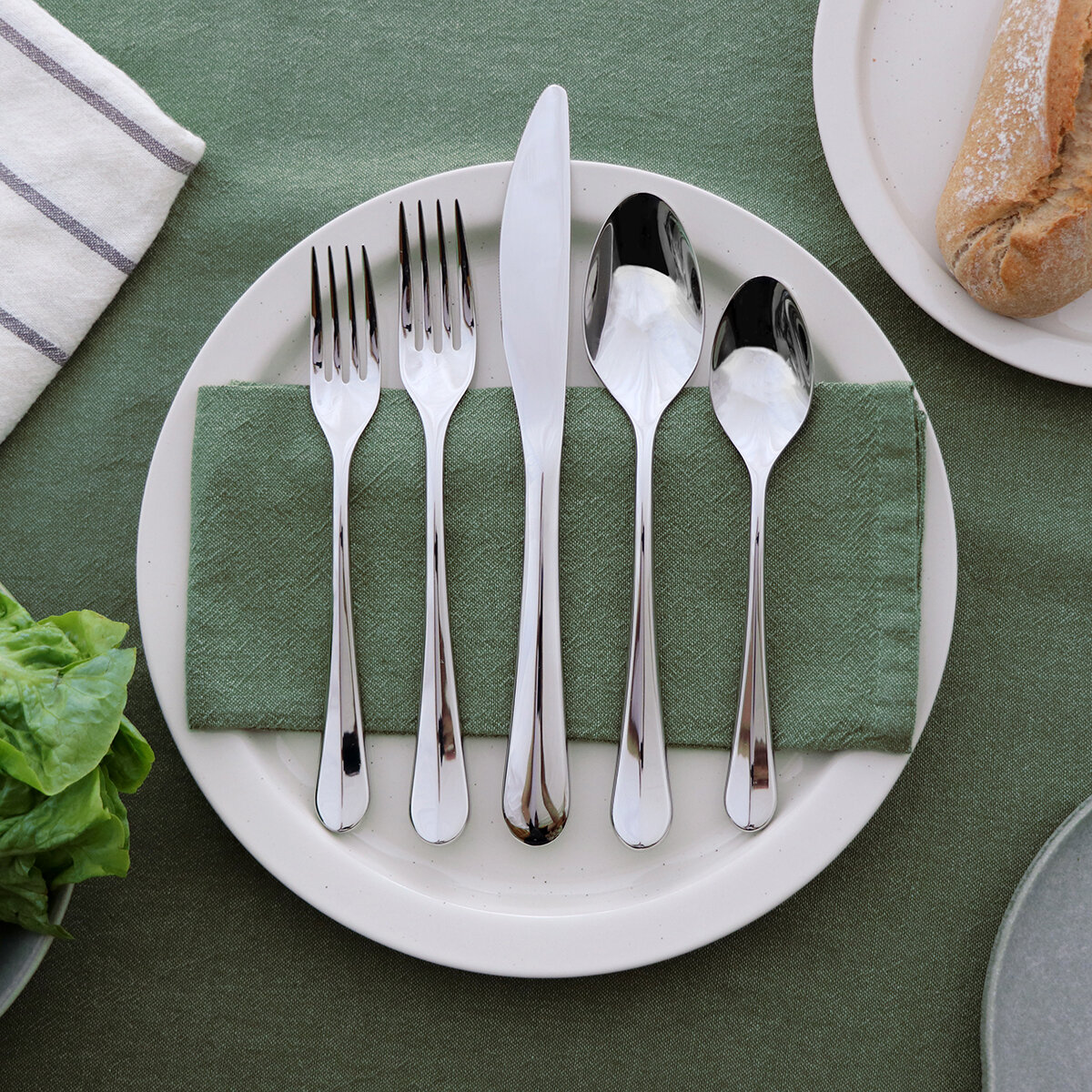 Gourmet Settings Juego de Cubiertos de Acero Inoxidable 20 piezas, Valle