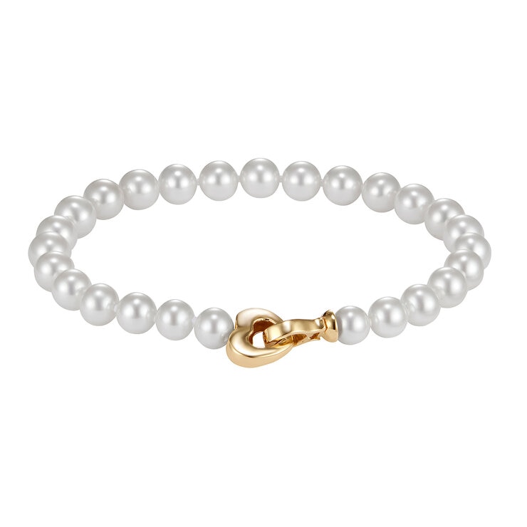 Pulsera de Perlas Cultivadas 6.5-7.0mm, Oro Amarillo de 14k Pulsera de Perlas Cultivadas 6.5-7.0mm, Oro Amarillo de 14k