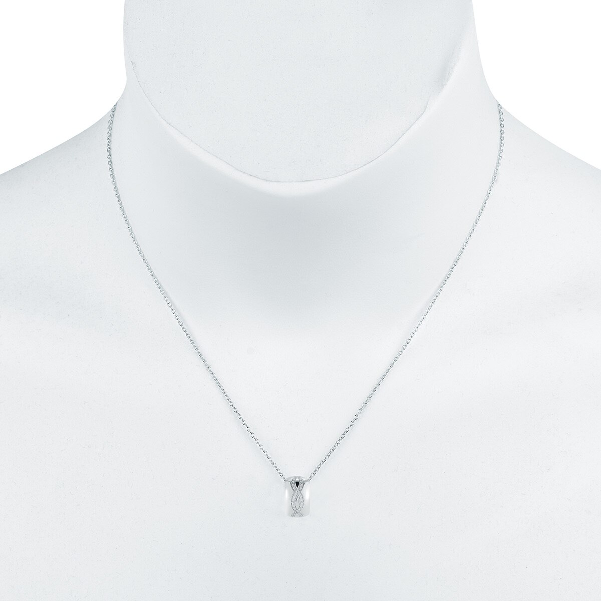 0.14ctw, Collar de Diamantes, Corte Redondo, Oro Blanco de 14kt