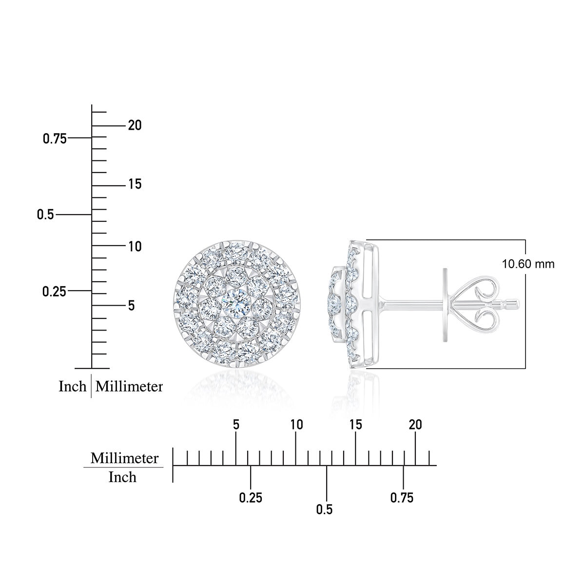 Aretes, 1.00ctw Diamantes, Oro Blanco de 14K Aretes, 1.00ctw Diamantes, Oro Blanco de 14K