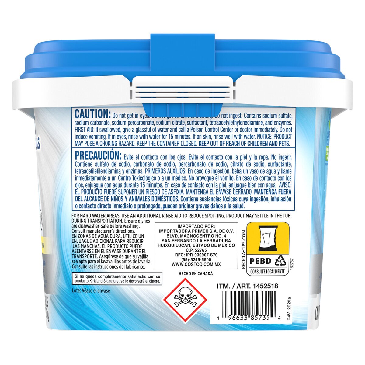 Kirkland Signature Detergente para Lavavajillas 115 pzas