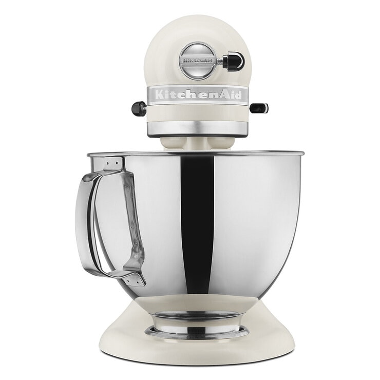 KitchenAid, Batidora Artisan Blanca, Tazón de acero inoxidable pulido con asa, 4.7 L