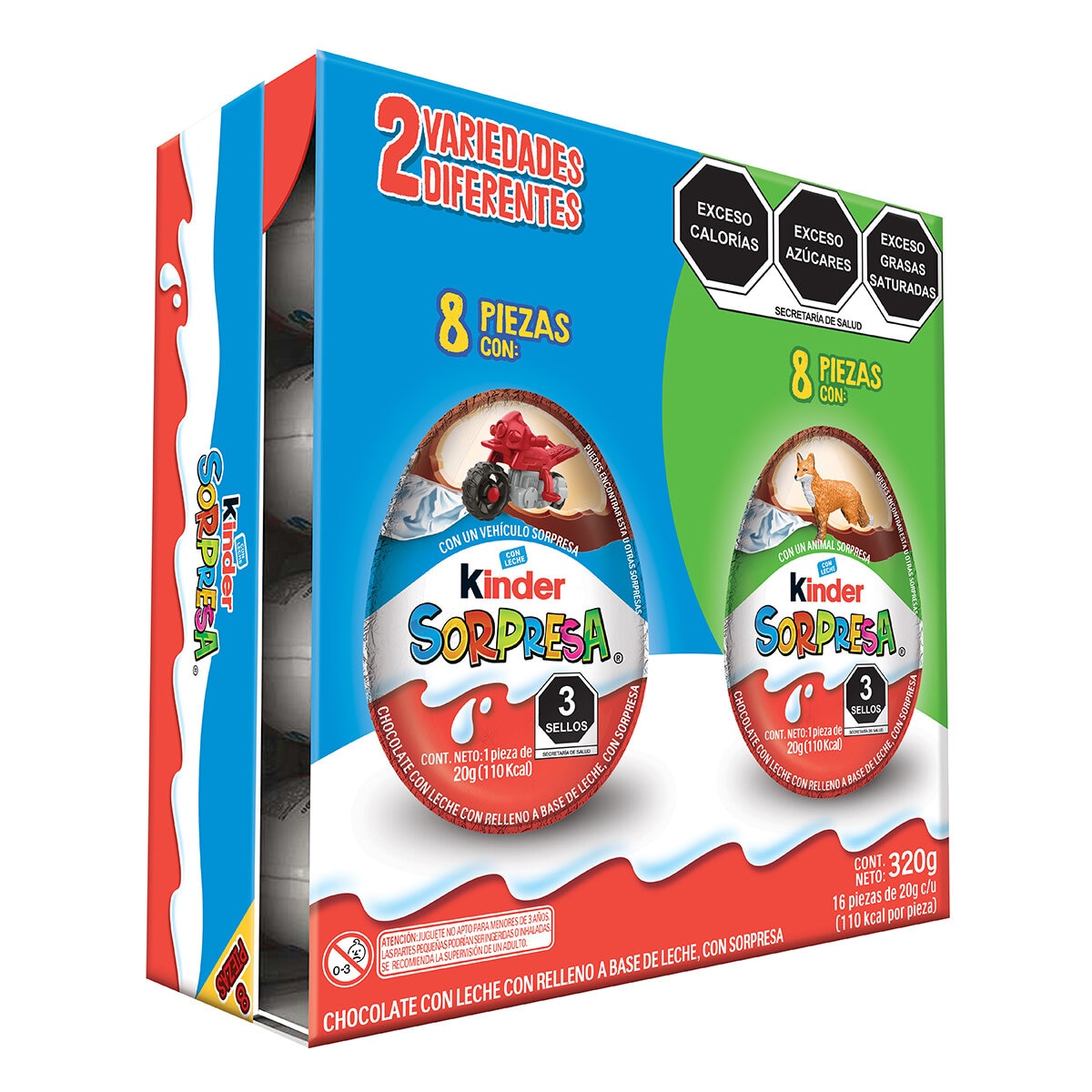 Kinder Sorpresa Huevos de Chocolate 16 pzas de 20 g - Niño/Azul
