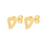 Aretes de Corazon, Oro Amarillo 14K