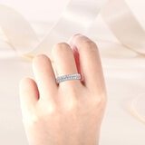 Anillo, Diamantes 0.70ctw, Doble Fila, Oro Blanco 14K