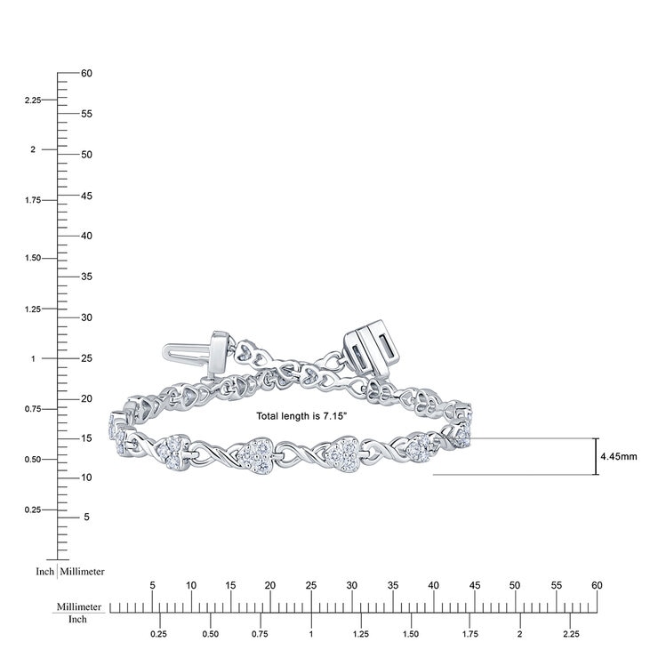 0.90ctw, Pulsera de Diamantes, 17.78cm, Corte Redondo, Oro Blanco 14K 0.90ctw, Pulsera de Diamantes, 17.78cm, Corte Redondo, Oro Blanco 14K