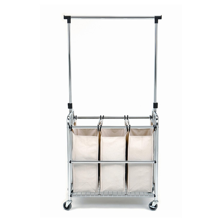 Seville Classics, clasificador de lavandería con barra, 3 bolsas