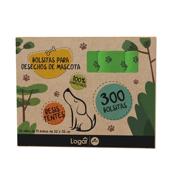 Logar Bolsas para Desecho de Mascota 20 Rollos de 15 Bolsas