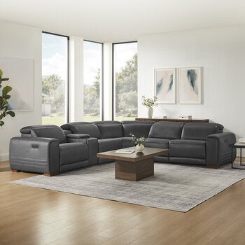Aiden & Ivy, Sofá Seccional, Reclinable Eléctrico de Cuero Aiden & Ivy, Sofá Seccional, Reclinable Eléctrico de Cuero