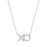 Collar de Diamantes 0.18ctw, con Dije de 'XO', Oro Blanco 14K Collar de Diamantes 0.18ctw, con Dije de 'XO', Oro Blanco 14K
