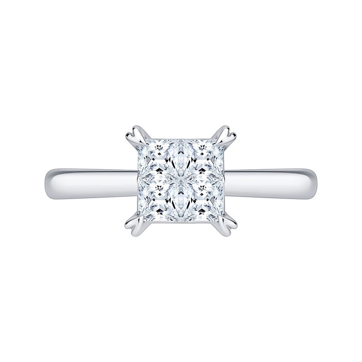 Anillo Compuesto de Diamantes 0.59ctw, Oro Blanco 14K