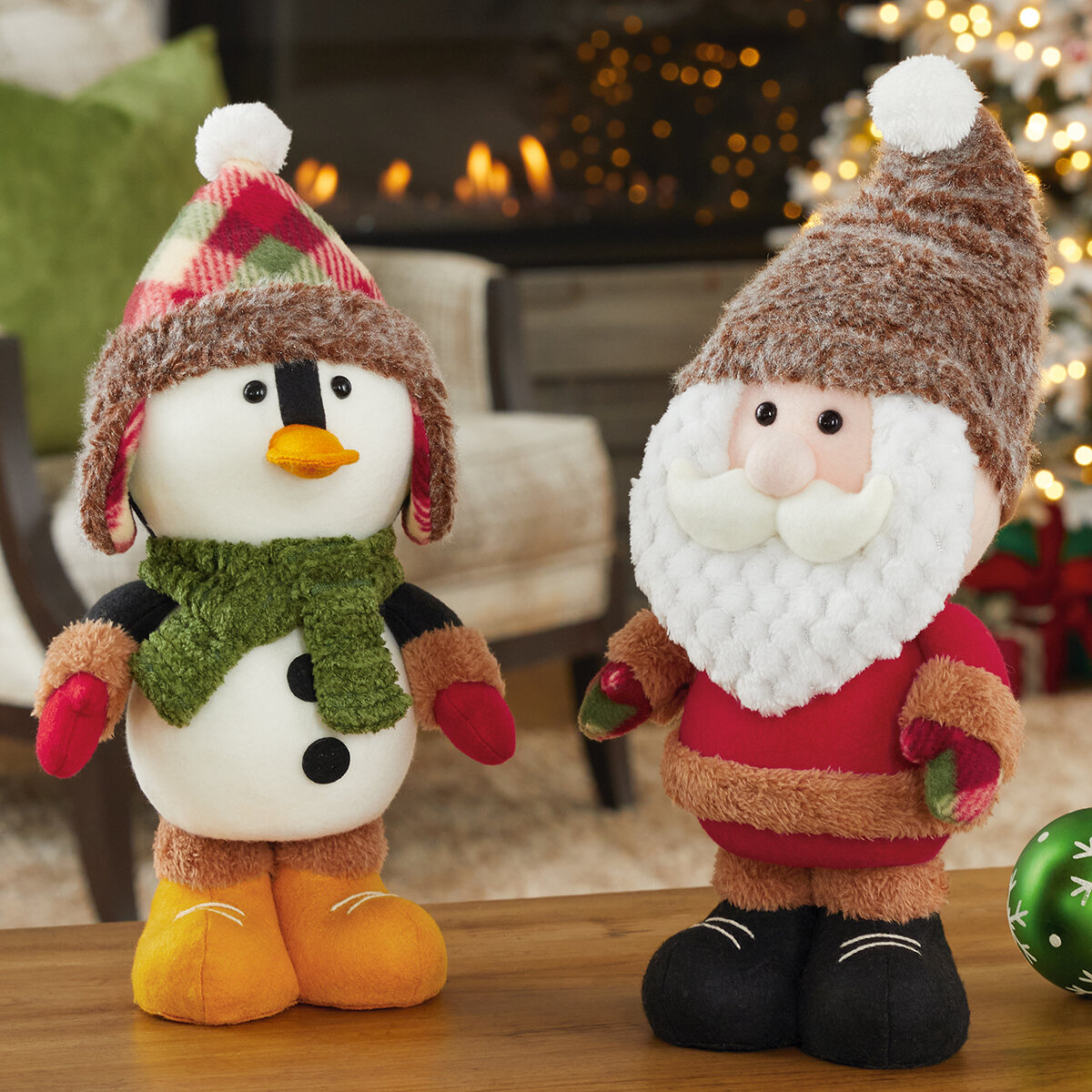 Set de 2 Figuras Festivas Santa y Pingüino