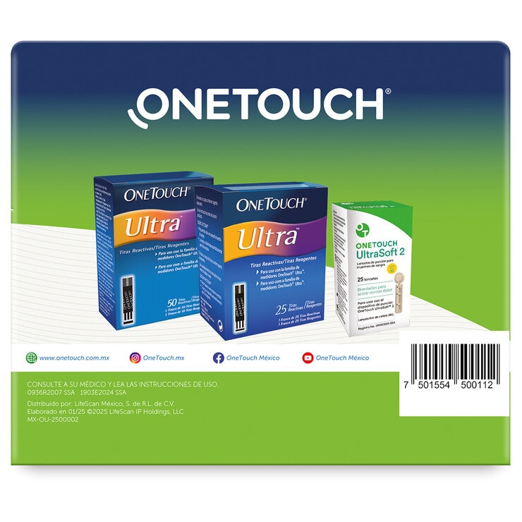 One Touch Ultra 75 Tiras Reactivas y 25 Lancetas