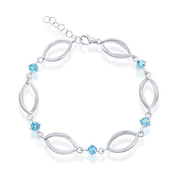 Pulsera de Topacio Azul, Oro Blanco de 14K