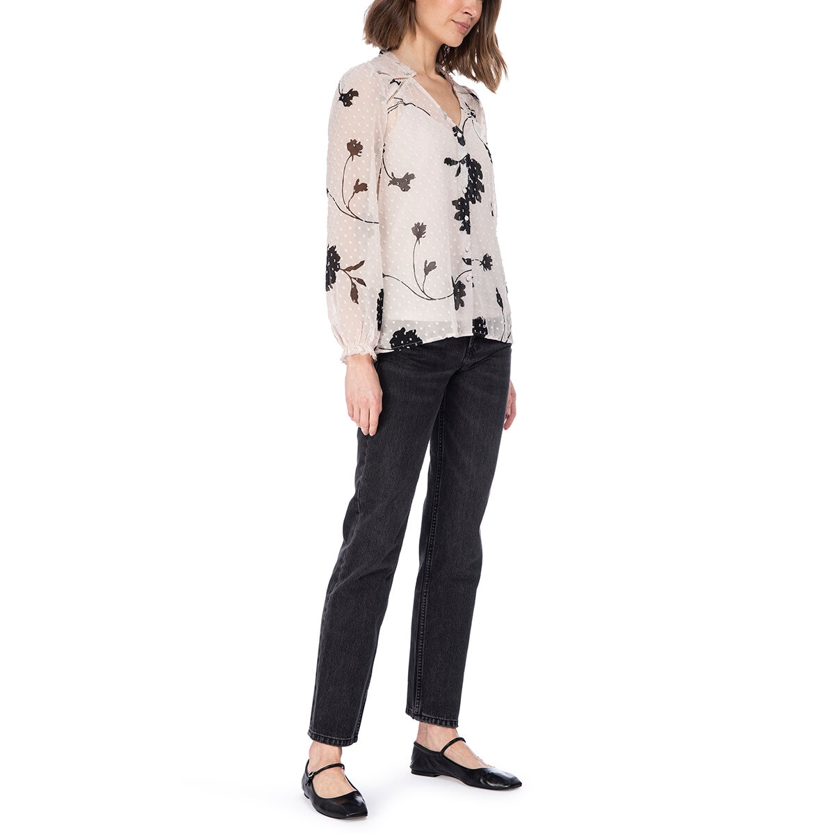 Bobeau Blusa para Dama Negro Chica