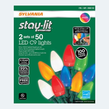 Sylvania Serie de Luces Navideñas Multi LED STAYLIT C9 2 piezas