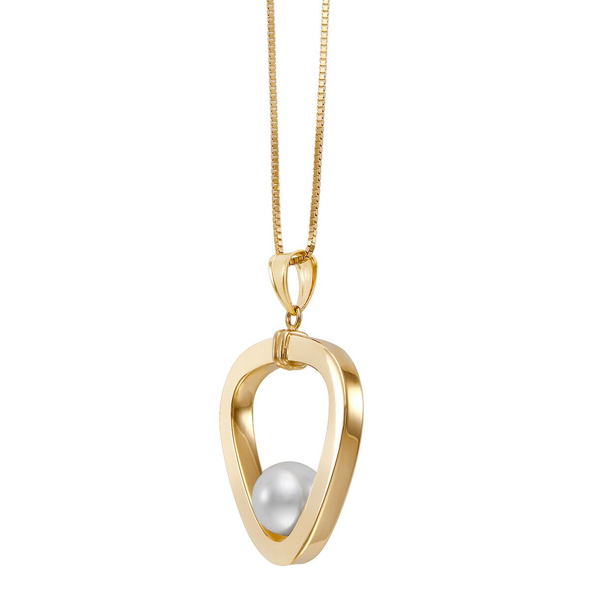 Dije de Perla Cultivada con Cadena 45.72cm, 8-8.5mm, Oro Amarillo de 14K