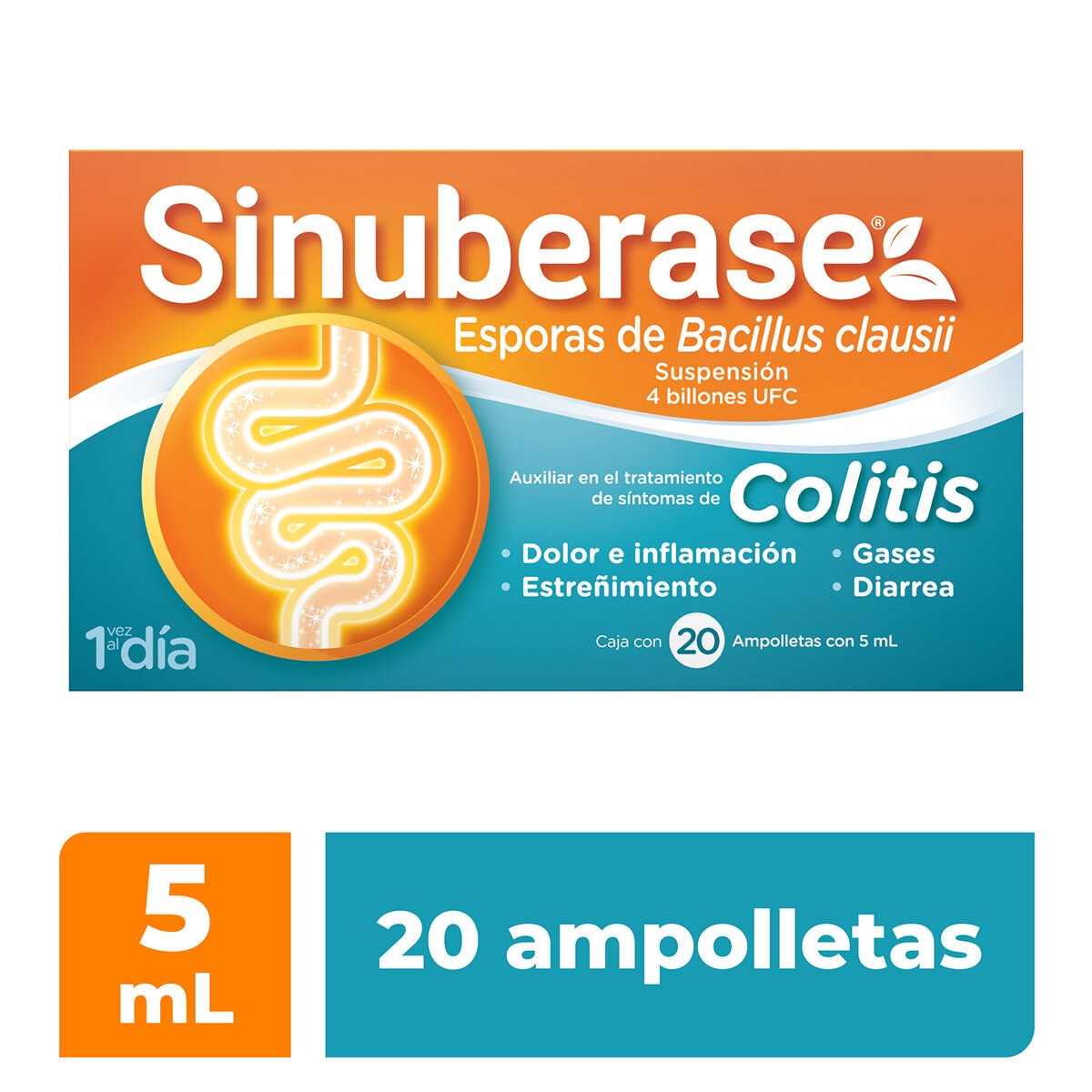 Sinuberase Colitis 4 Billones de Probióticos 20 Ampolletas