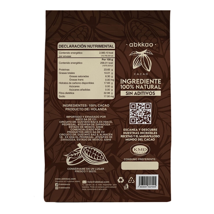 Abkkao Cacao en Polvo 100% Natural 1 kg