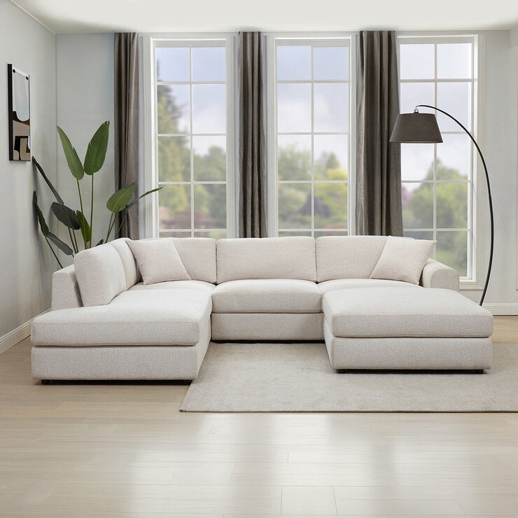 East & Vine Furniture, Andee, Sofá Seccional de Tela con Otomano East & Vine Furniture, Andee, Sofá Seccional de Tela con Otomano