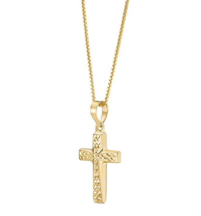 Dije de Cruz, Reversible, Oro Amarillo 14K