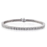 4.00ctw, Brazalete Doble de Diamantes, 17.78cm, Corte Redondo, Oro Blanco 14kt